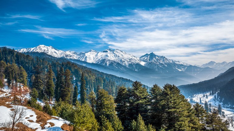 The winter scene in Aru Valley near Pahalgam, Kashmir, India.